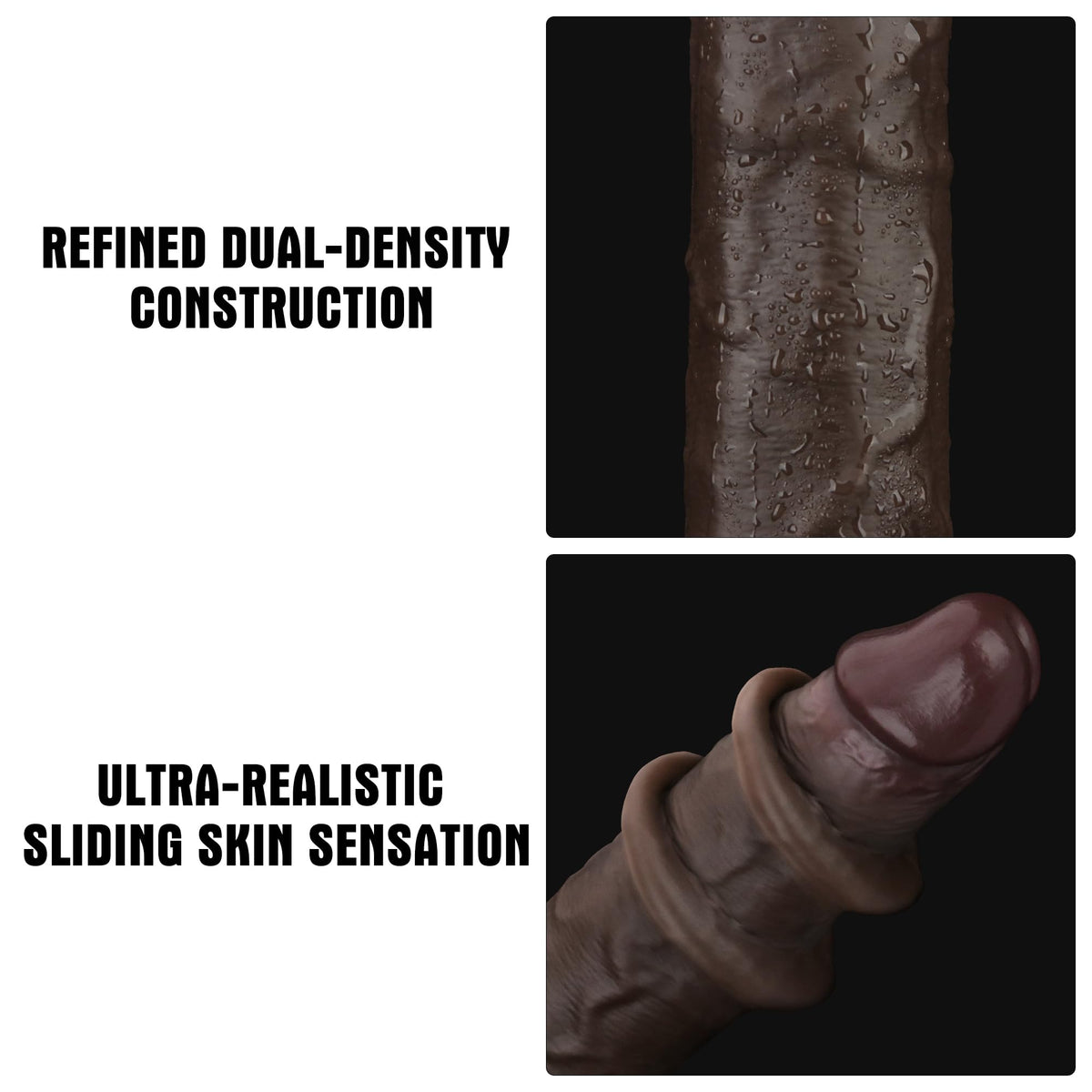 Black 7.5 Inch Dual Density Silicone Dildo Y9734