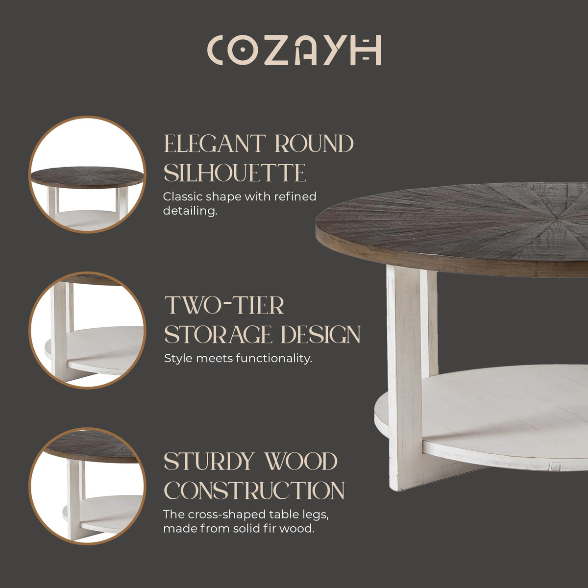 Round Farmhouse Coffee Table H91871