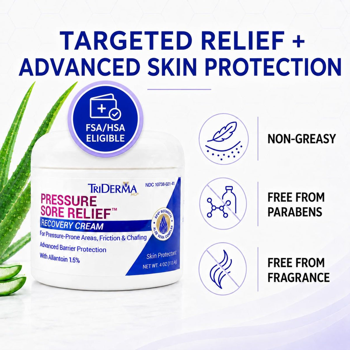 Healing Cream for Pressure Sores with Calendula and Aloe, 4 oz Jar T66201