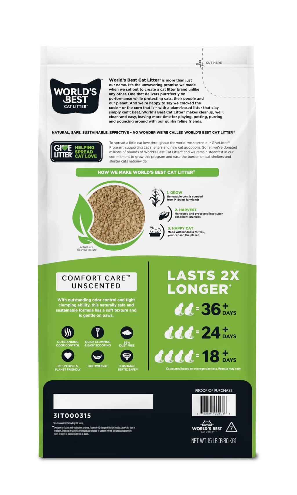 Unscented Odor Control 15 lb Cat Litter X9051