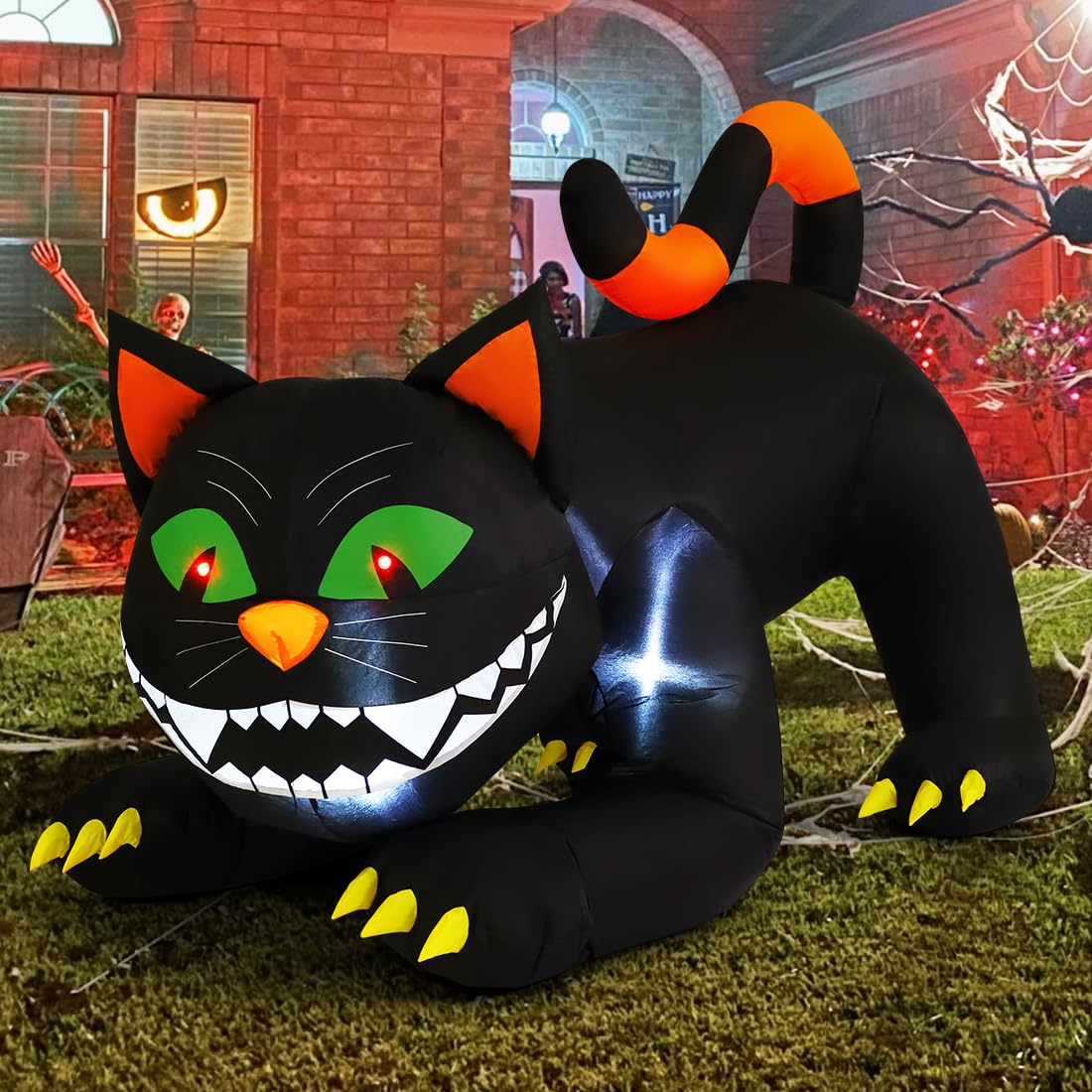 6 FT Halloween Inflatables Black Cat with Moving Head and Built-in LEDs K18818