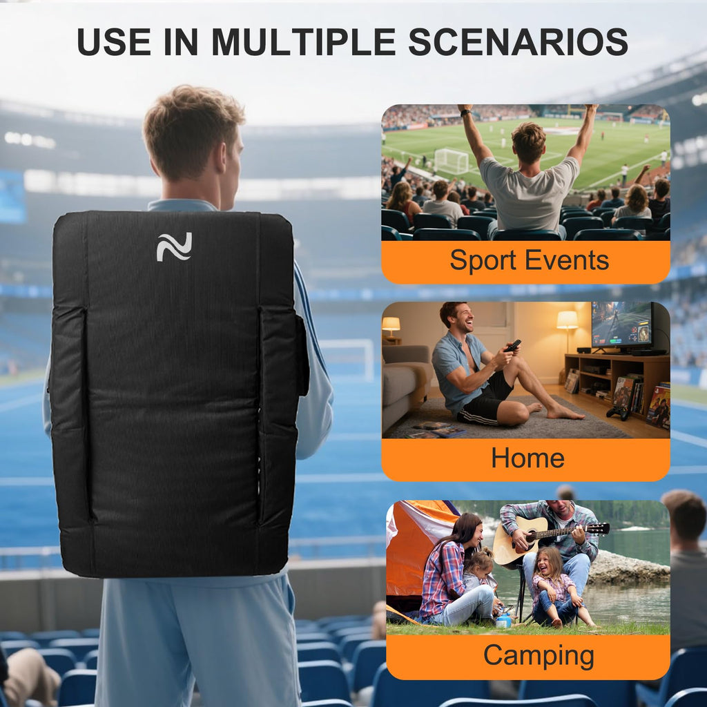 Wide Heated Stadium Seat with Back Support & Cushion J376061