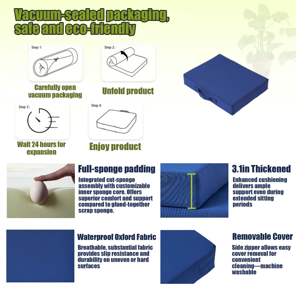 2 Pcs Portable Bleacher Seat Cushions with Handle B2456