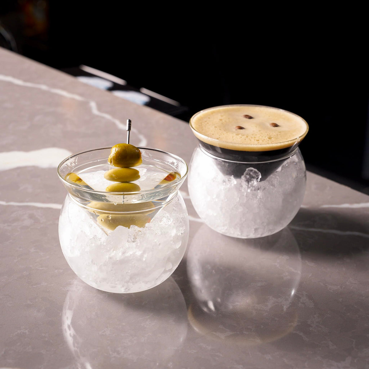 Stemless Martini Glasses with Chiller L443