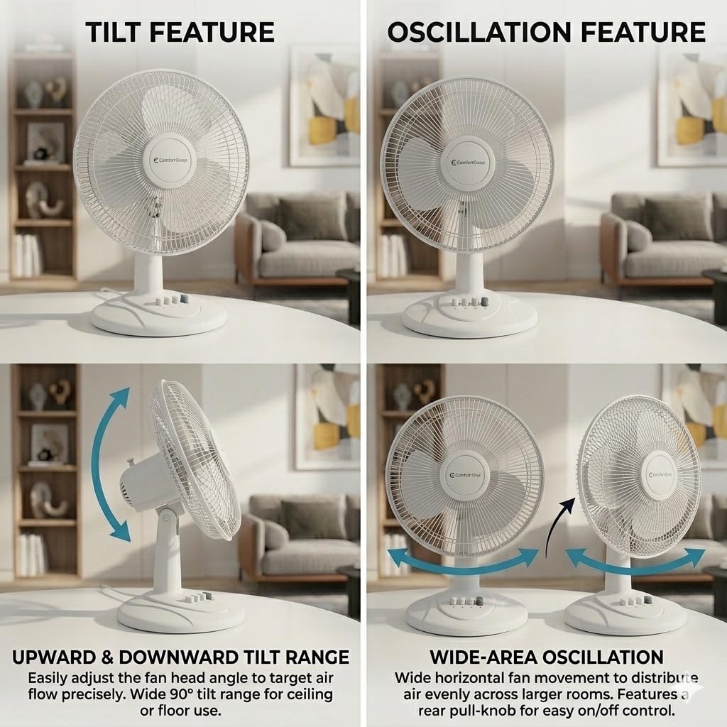 16 inch 3 Speed Oscillating Table Fan D4873