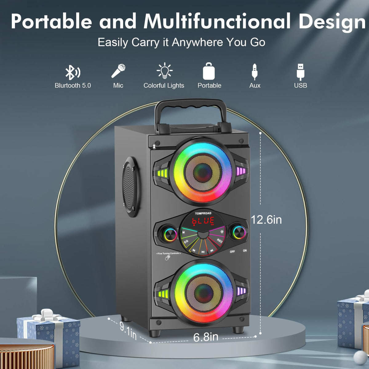 60W Portable Bluetooth Speaker with Subwoofer A19963