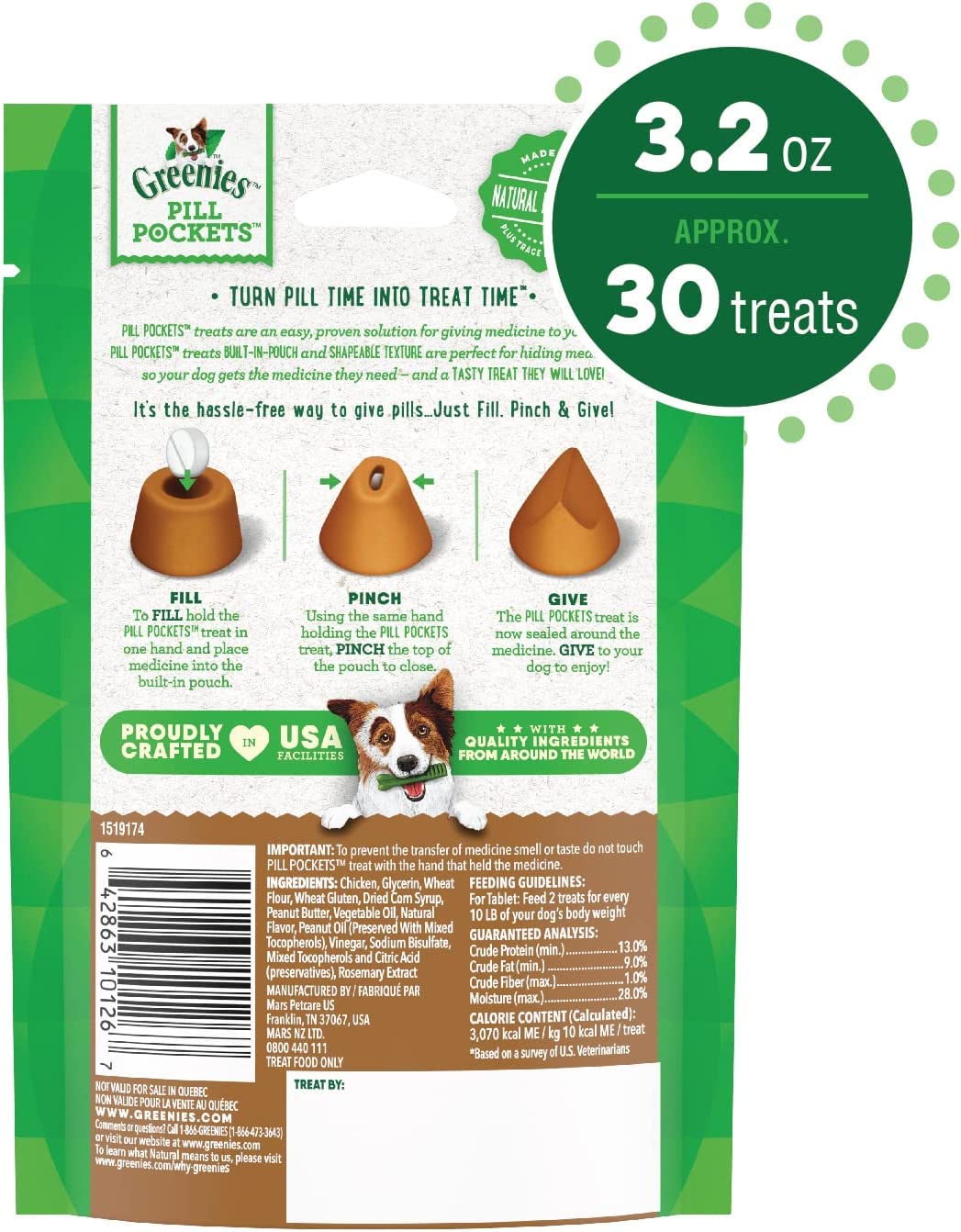 Peanut Butter Flavor Pill Pockets for Dogs 4 Pack X28987