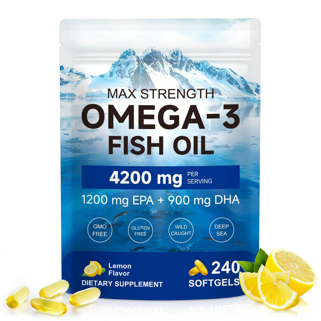 Omega 3 Fish Oil Supplement 240 Softgels Lemon Flavor X209024