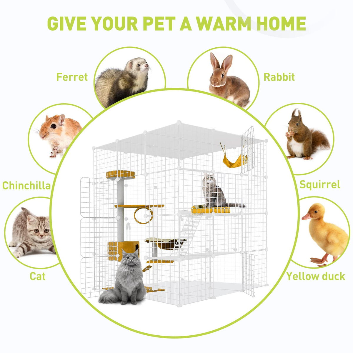Large Cat Cage Detachable Metal Wire Playpen F89367