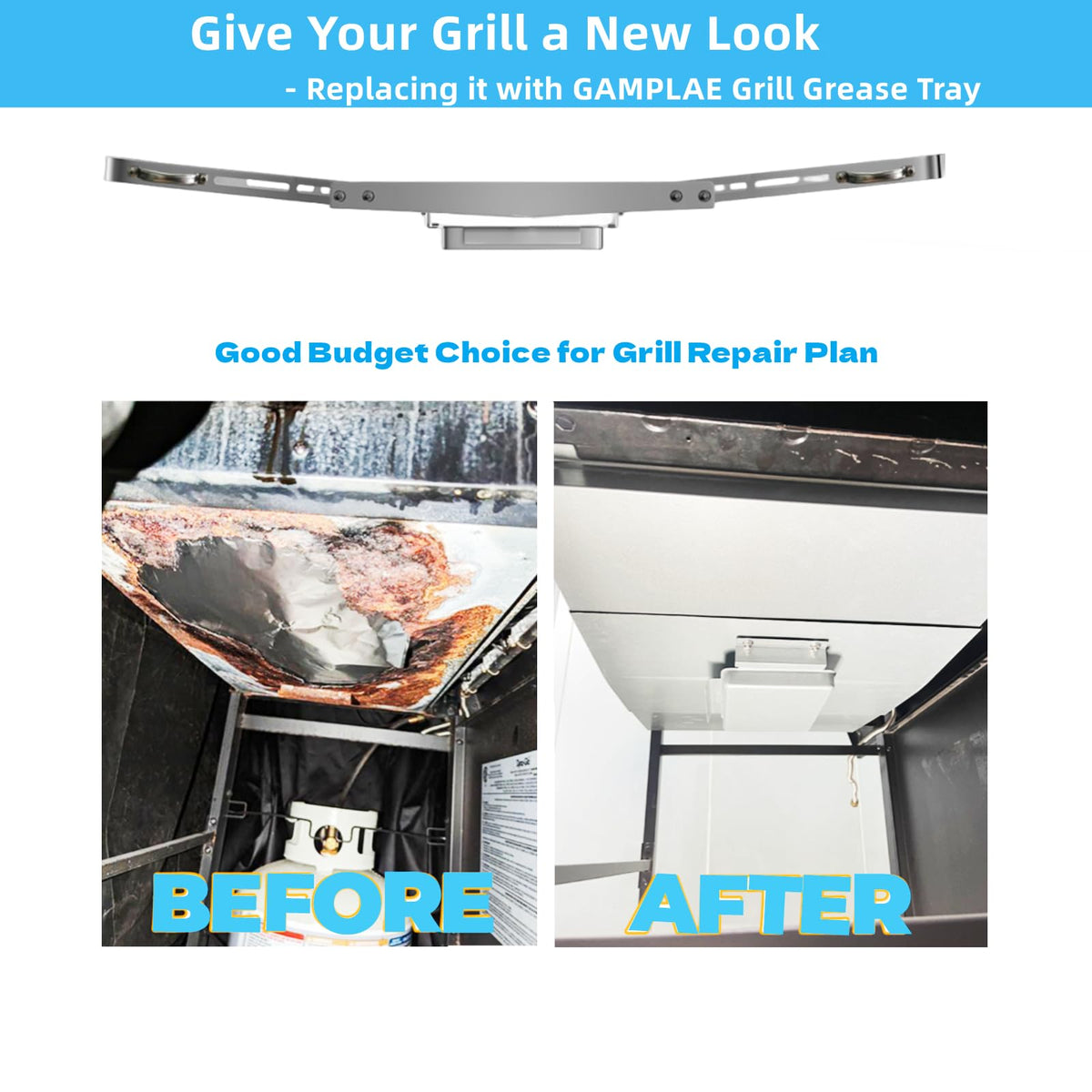 Adjustable Stainless Steel Grill Grease Tray with Catch Pan Y91871