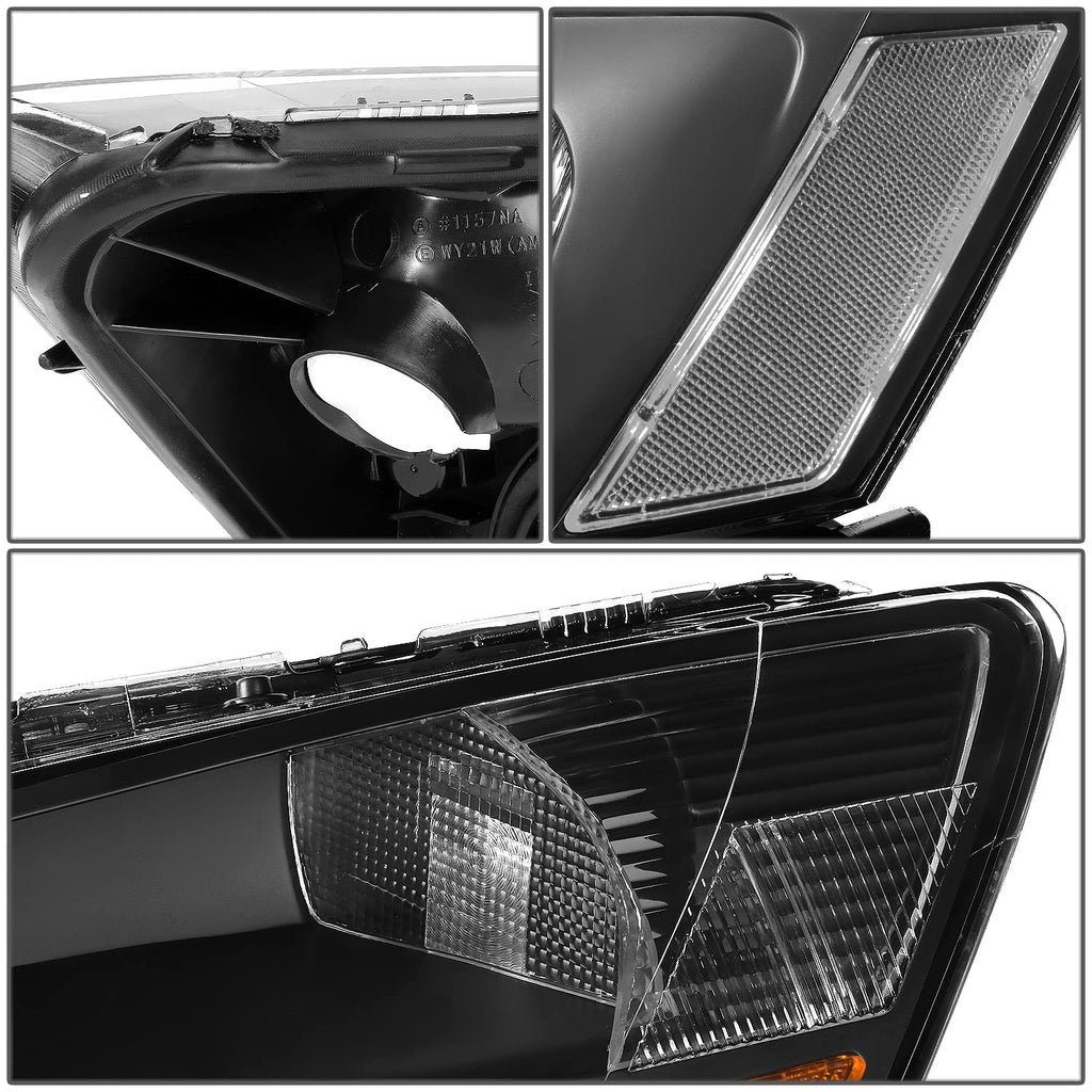 Black Headlight Assembly with LED Day Running Light Z18712