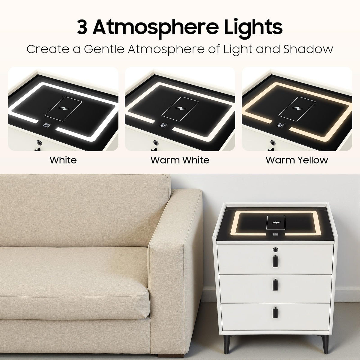 3 Drawers Nightstand W823