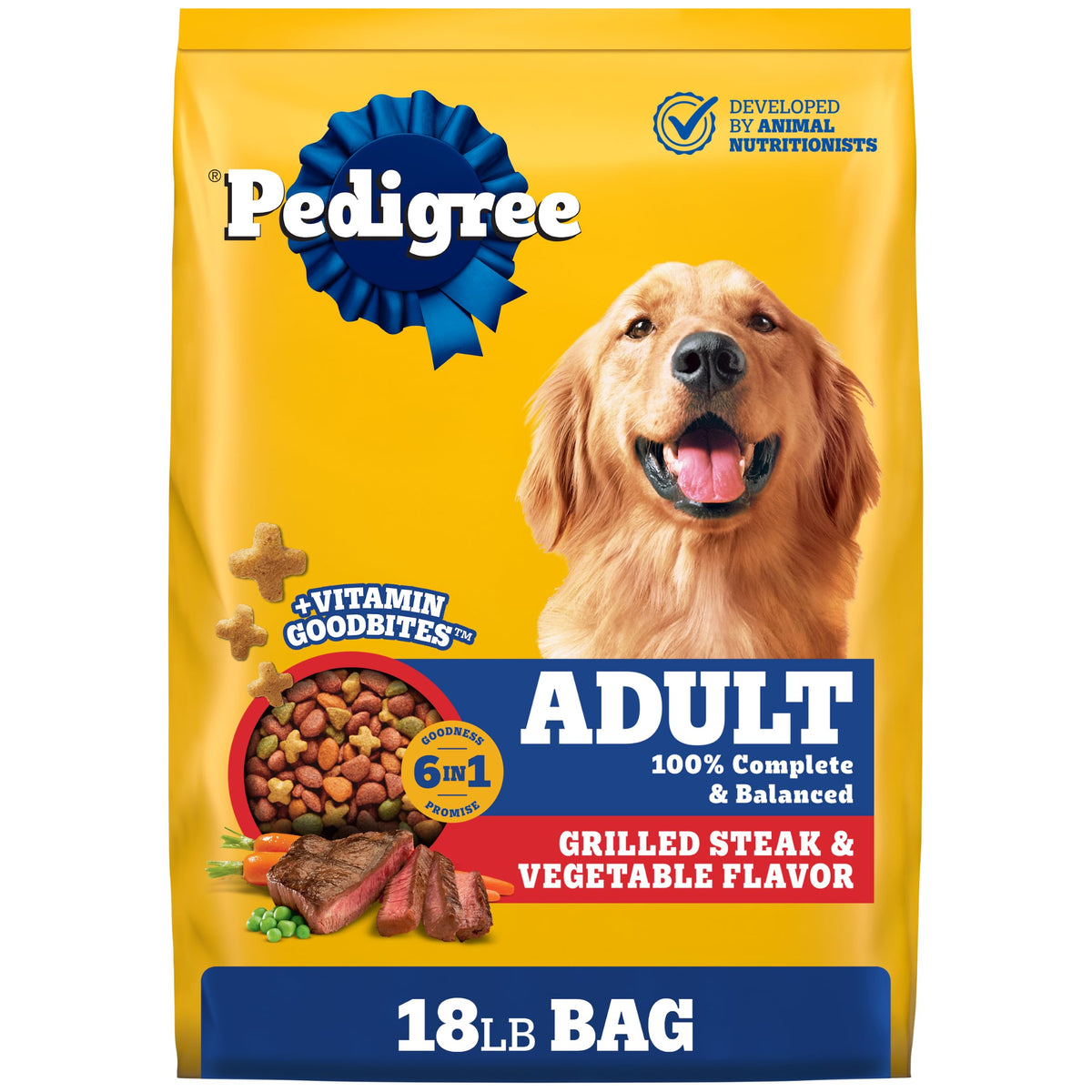 Adult Complete Nutrition Dry Dog Food Steak & Vegetable 18 lb M630