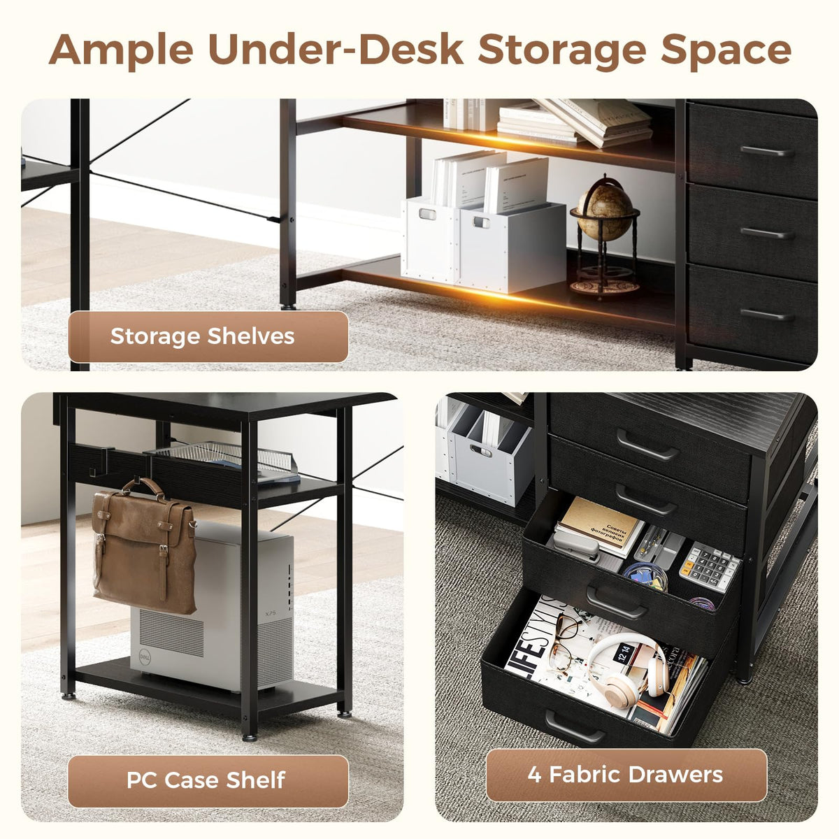 61 Inch L Shaped Computer Desk with 4 Drawers Z5922
