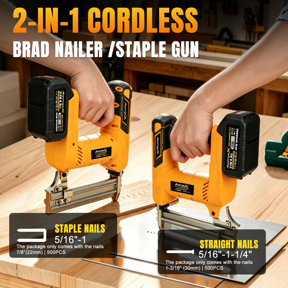 Cordless Brad Nailer 2-in-1 18 Gauge Electric Nail Gun Kit N522109