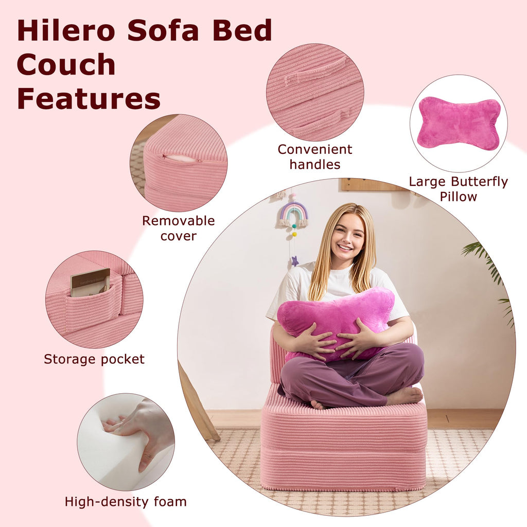 Pink Folding Convertible Sofa Bed Z8846
