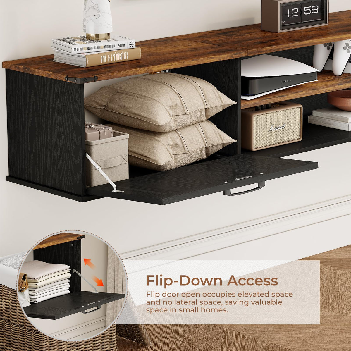 70" Black Floating TV Stand G502540