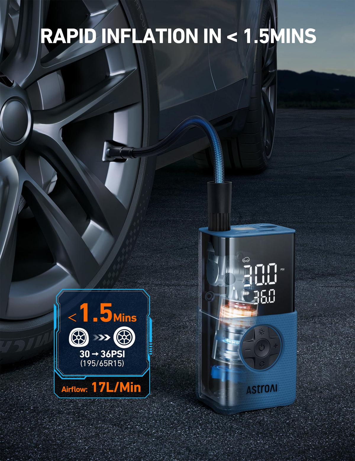 Portable Cordless Tire Inflator 150 PSI Air Compressor R754
