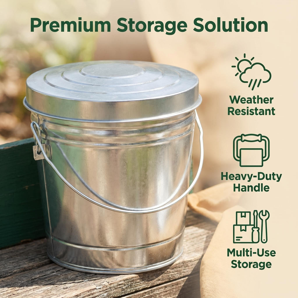 6 Gallon Galvanized Steel Bucket with Wire Bail Handle O99536