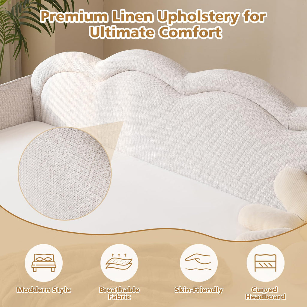 Twin Size Upholstered Linen Daybed with Metal Legs W794274