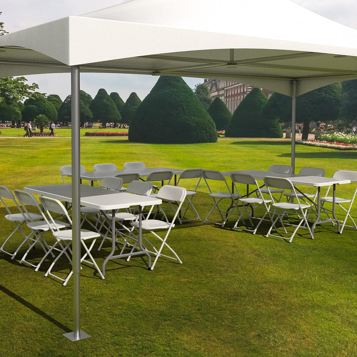 White Plastic Folding Chairs Set of 10 with Metal Frame T9399
