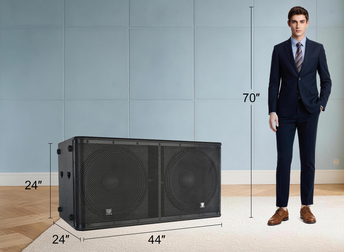 Active Powered PA DJ Subwoofer Cabinet Dual 18 inch 5000W with Class-D Amplifier, Black U8733