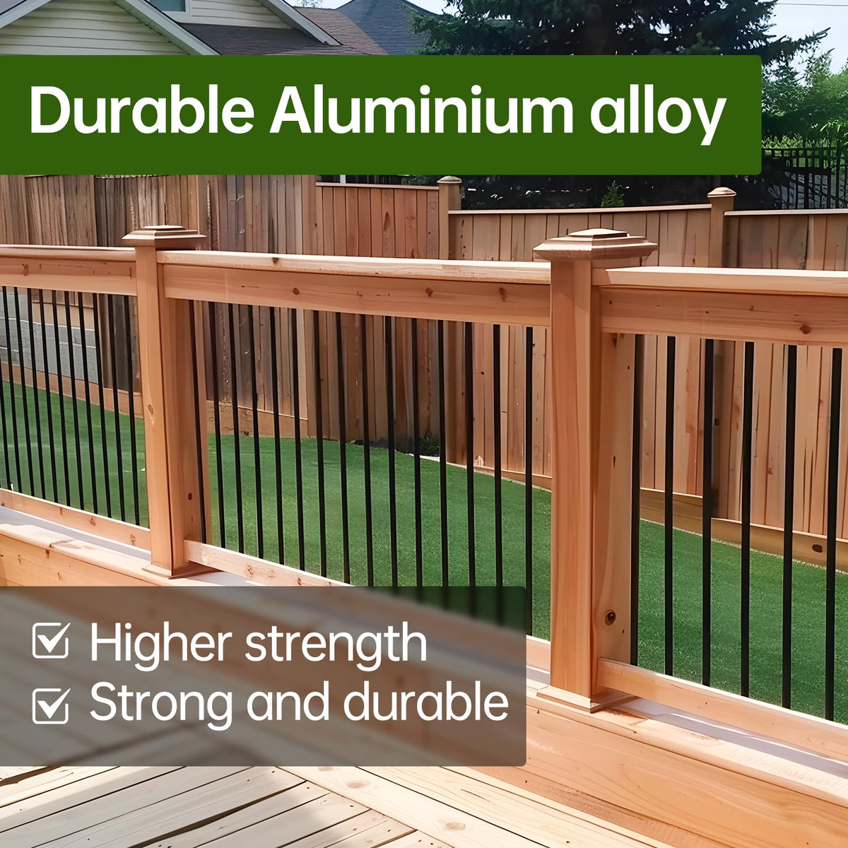 32"-100Pack Aluminum Deck Balusters Hollow Round Deck Railing Spindles Matte Coated Black T511