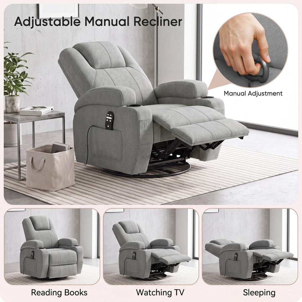 360° Swivel Rocker Recliner Chair with Massage H581688