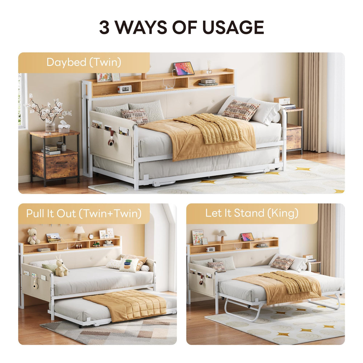 White Daybed with Trundle T98223