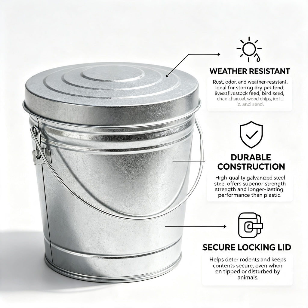 6 Gallon Galvanized Metal Trash Can with Locking Lid D577401
