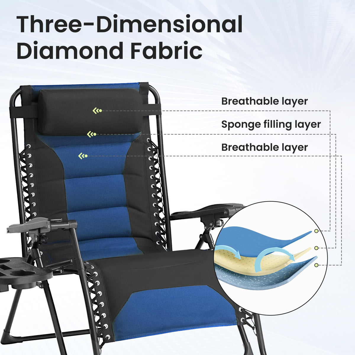Oversized Zero Gravity Chair 2 Pack Black Blue M3576