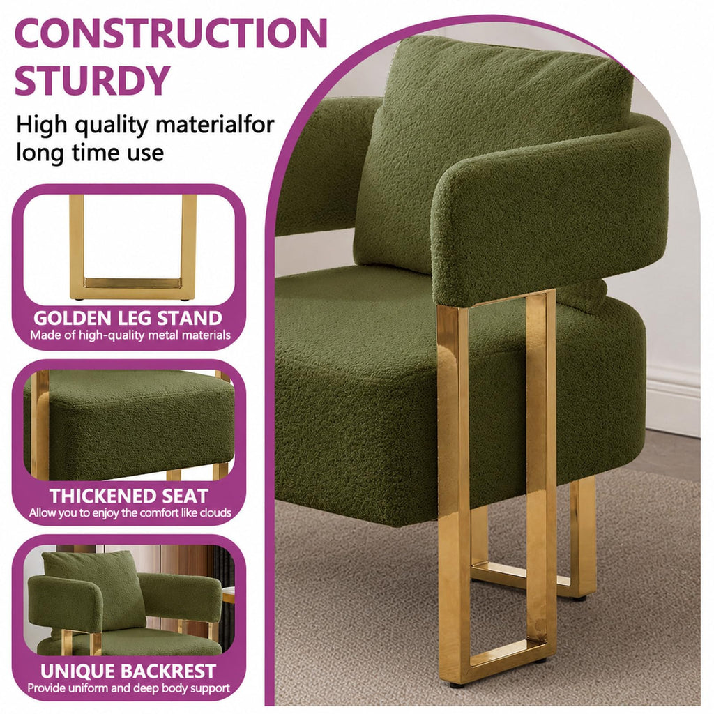 Velvet Upholstered Accent Chairs Set of 2 with Golden Metal Legs L880571