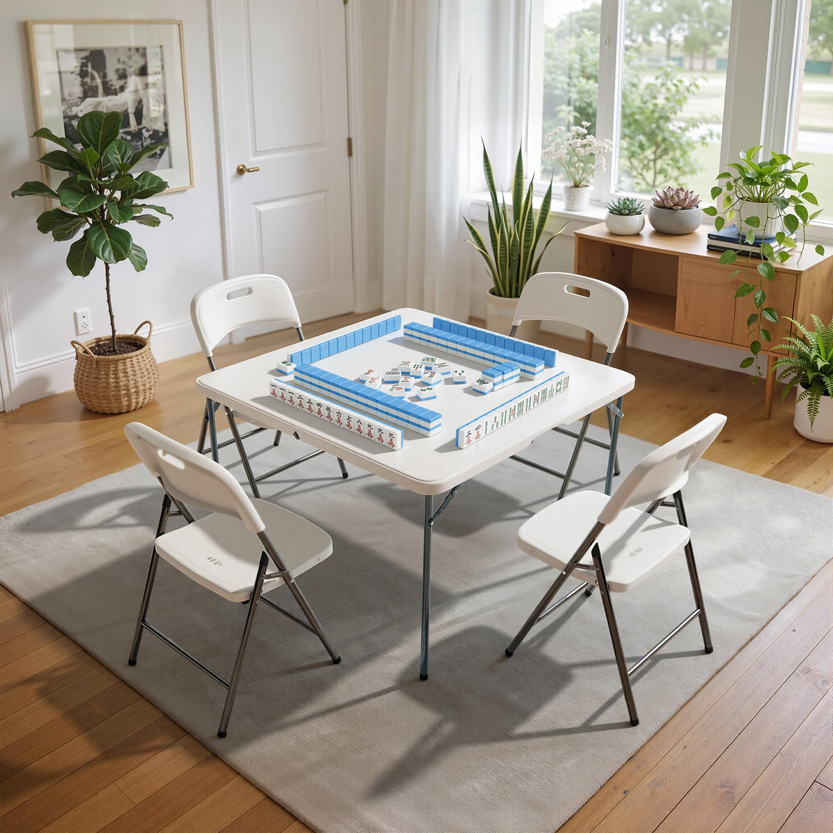 3 ft Square Folding Card Table with Carrying Handle O6960
