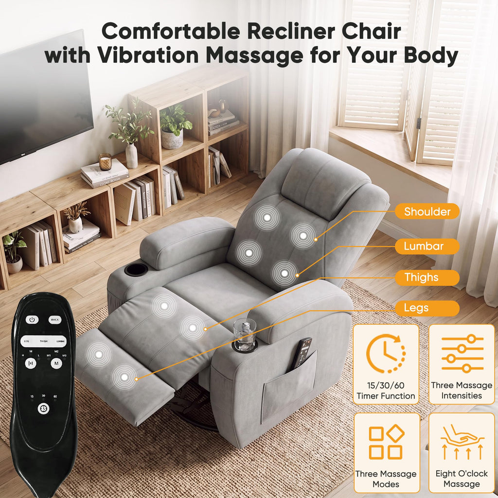 360° Swivel Rocker Recliner Chair with Massage H581688