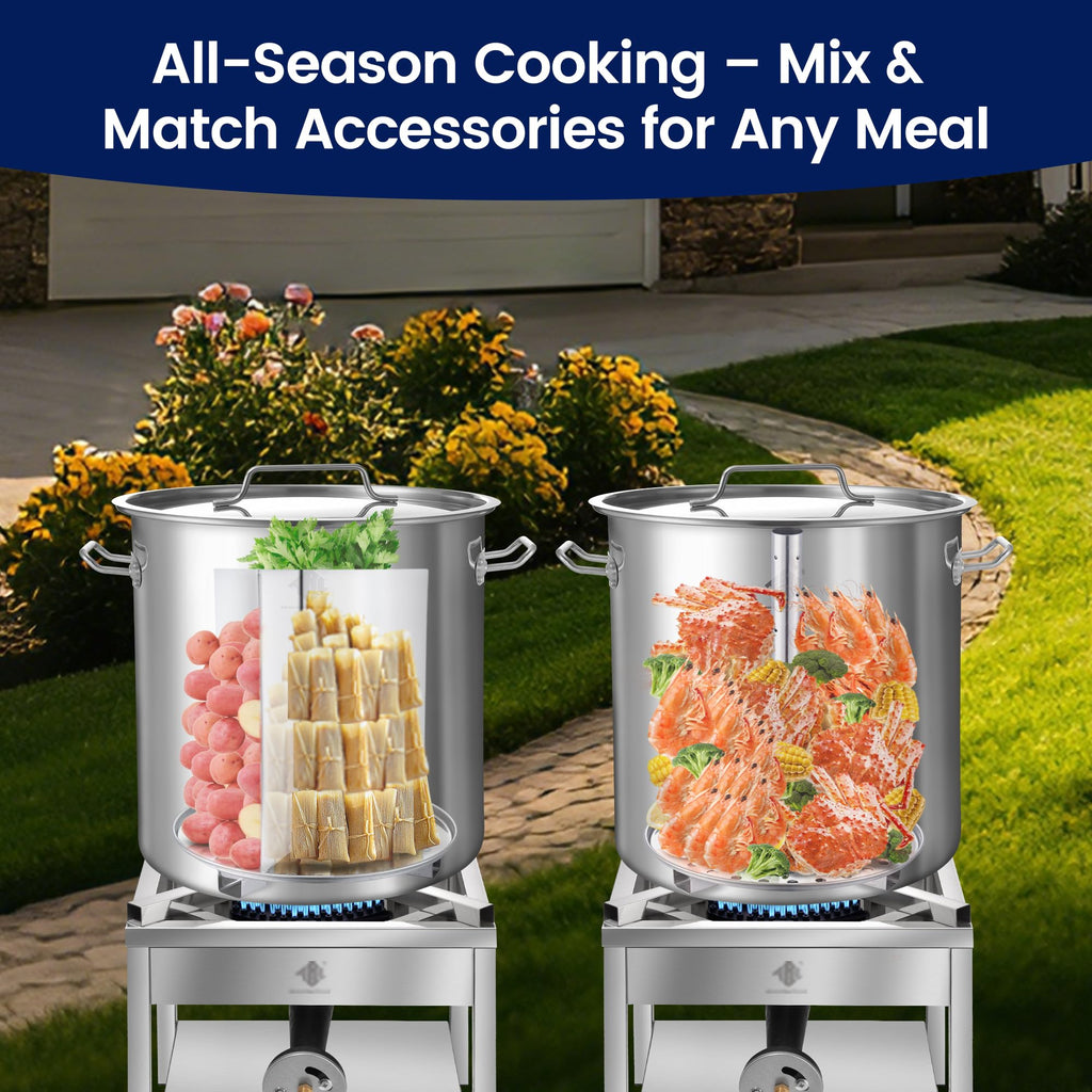64QT Stainless Steel Stockpot with Basket V230