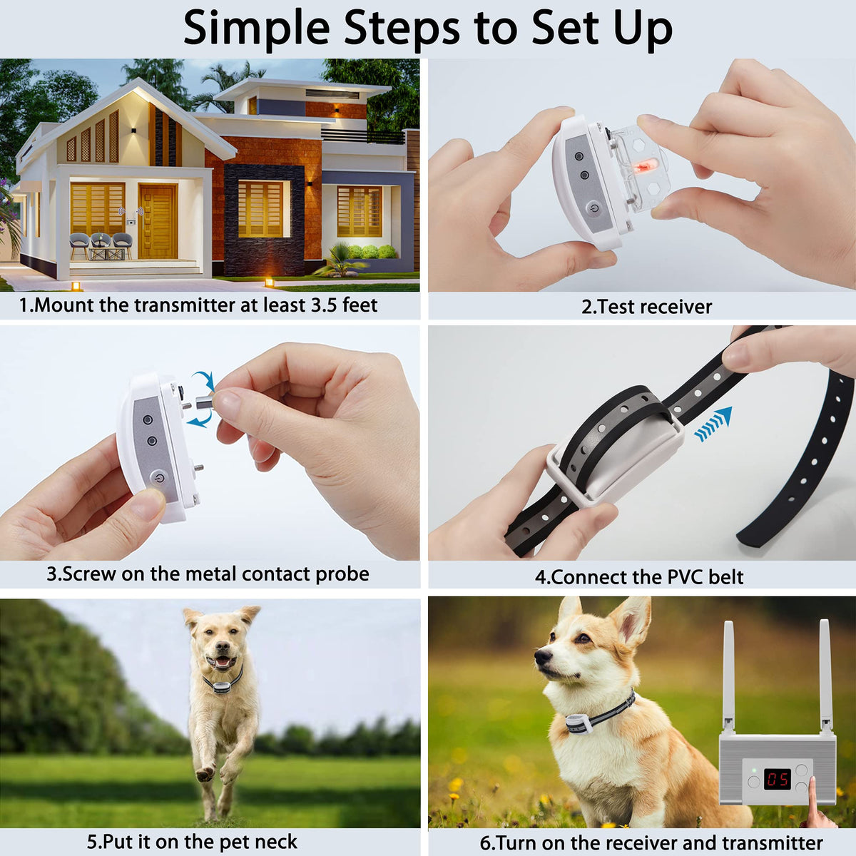 Electric Wireless Dog Fence System with Waterproof Rechargeable Collar C836