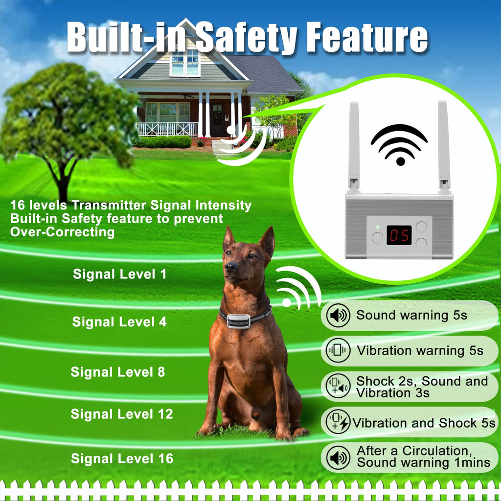Electric Wireless Dog Fence System with Waterproof Rechargeable Collar C836