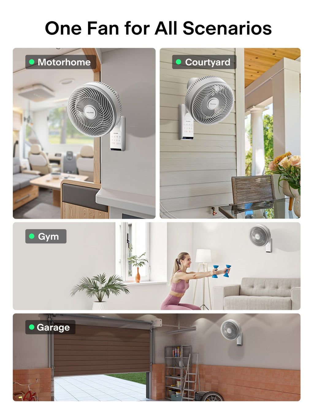 12 inch Indoor Oscillating Wall Mount Fan with Remote, White D12856