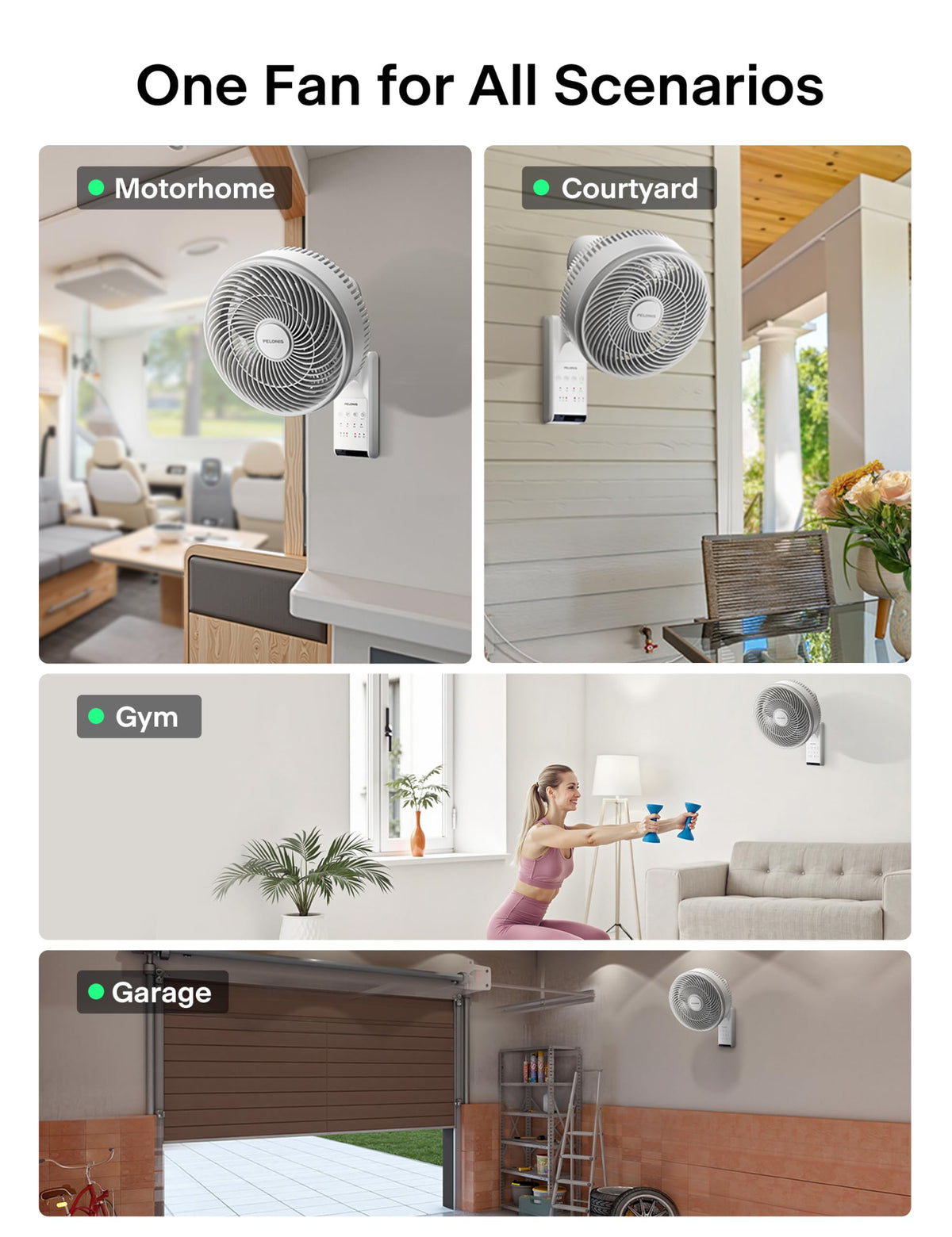 12 inch Indoor Oscillating Wall Mount Fan with Remote, White D12856