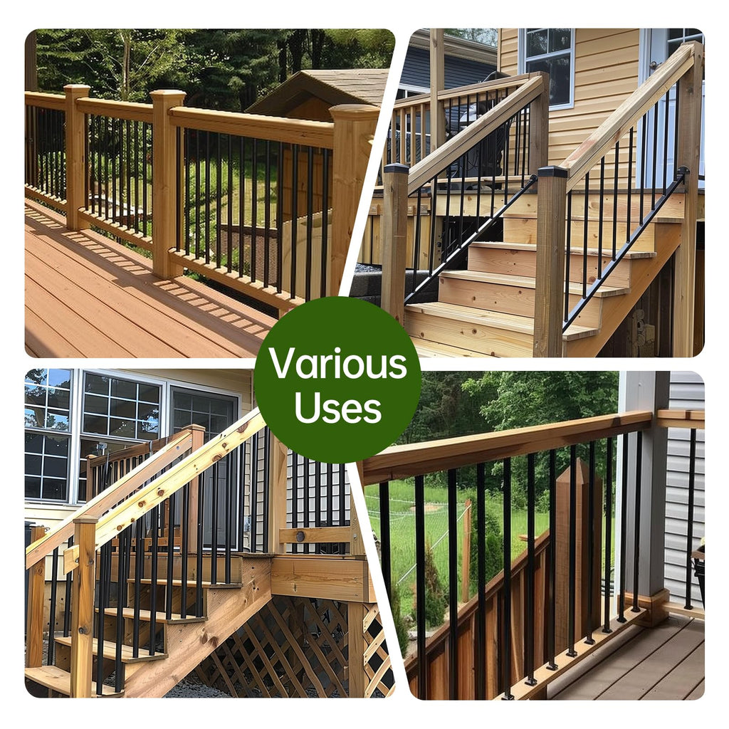 32"-100Pack Aluminum Deck Balusters Hollow Round Deck Railing Spindles Matte Coated Black T511