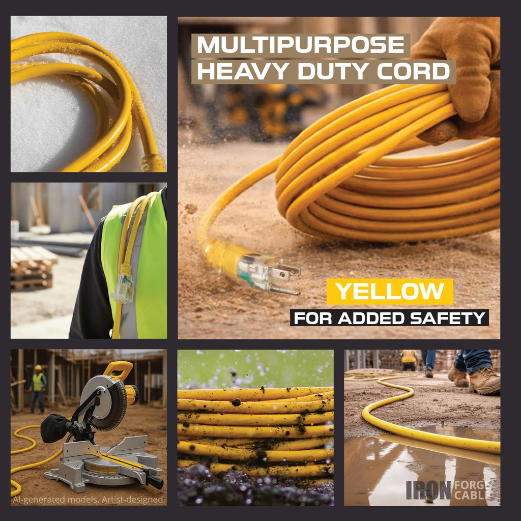 50 Foot Lighted Outdoor Extension Cord with 3 Outlets U567