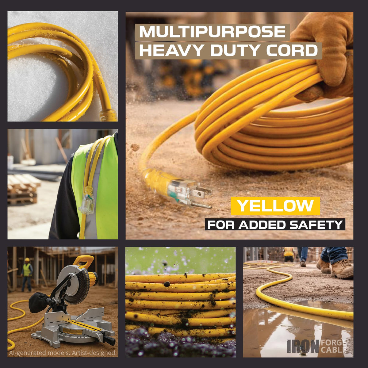 50 Foot Lighted Outdoor Extension Cord with 3 Outlets U567