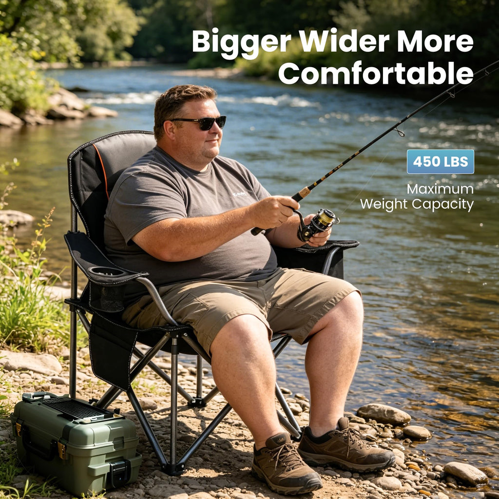 Oversized Folding Camping Chairs 2 Pack Black C618
