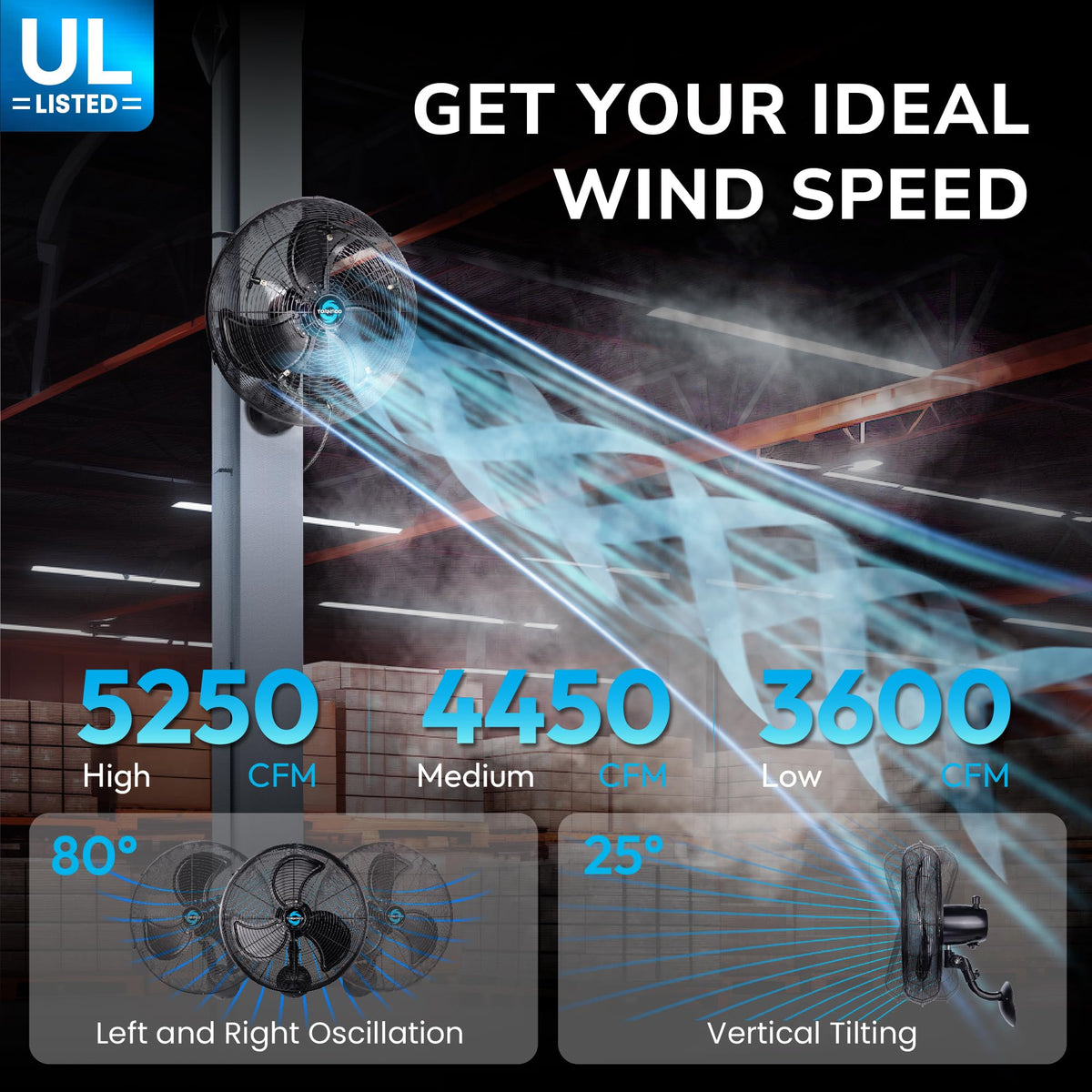 20 Inch Outdoor Wall Mount Fan with Misting Ring U624880