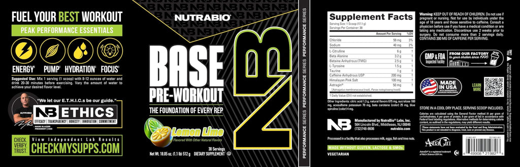 Sugar Free Pre-Workout Powder 30 Servings Lemon Lime Q387