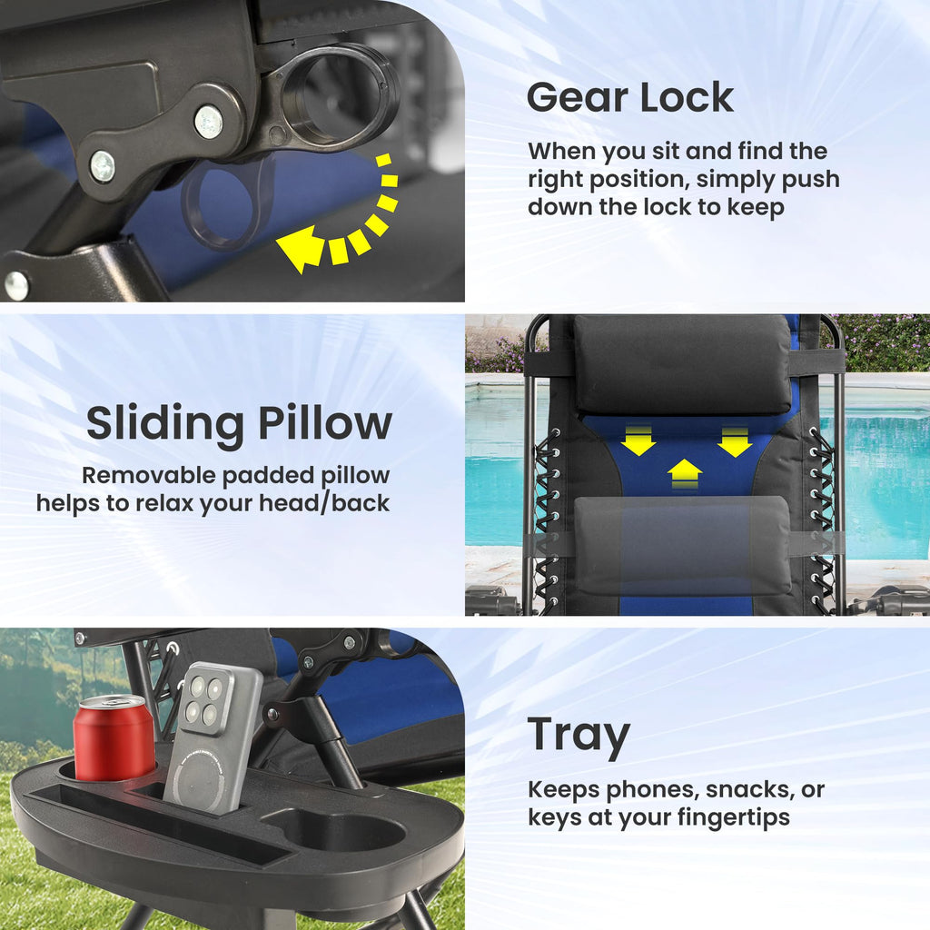 Oversized Zero Gravity Chair 2 Pack Black Blue M3576