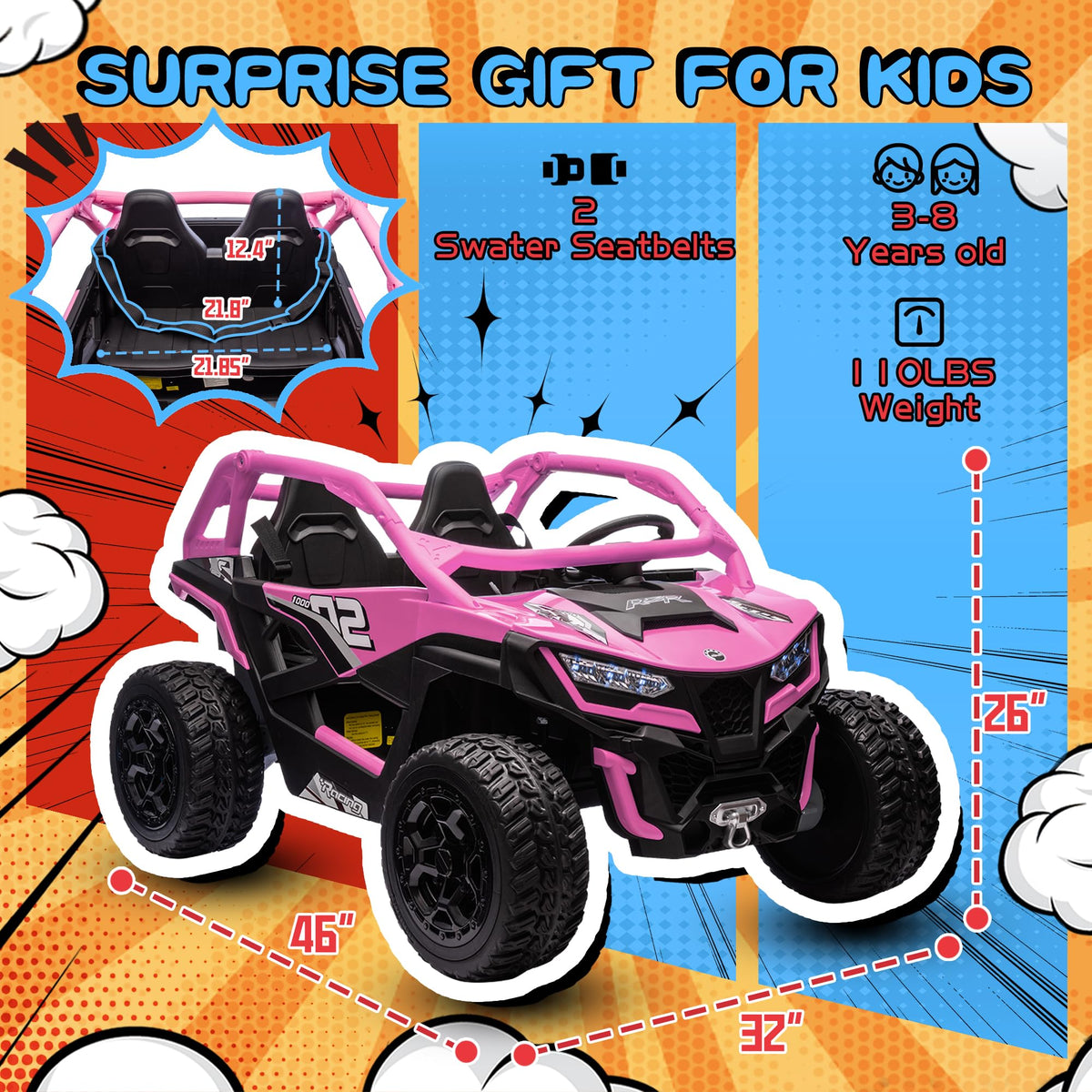 24V 10AH 2-Seater 4x4 Ride on Car UTV N23824