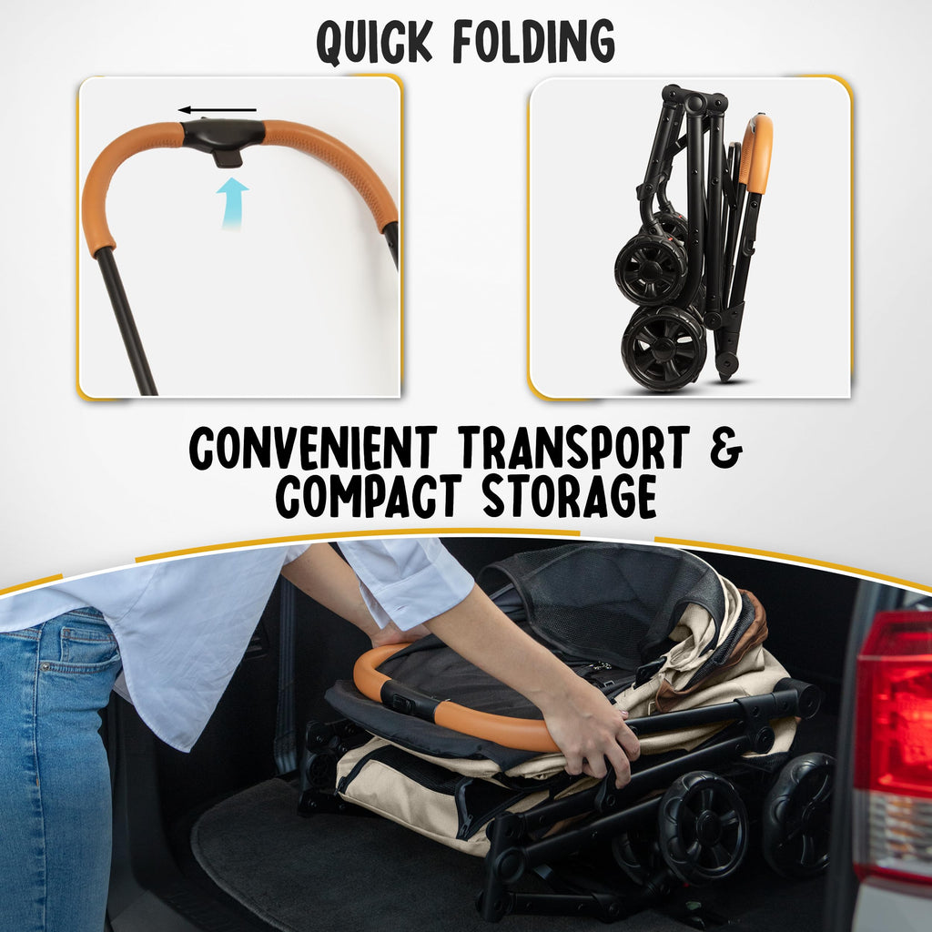 Double Pet Stroller with Detachable Carriers N8333