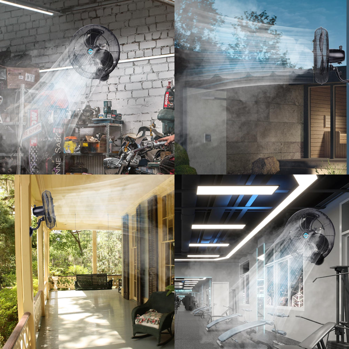 20 Inch Outdoor Wall Mount Fan with Misting Ring U624880