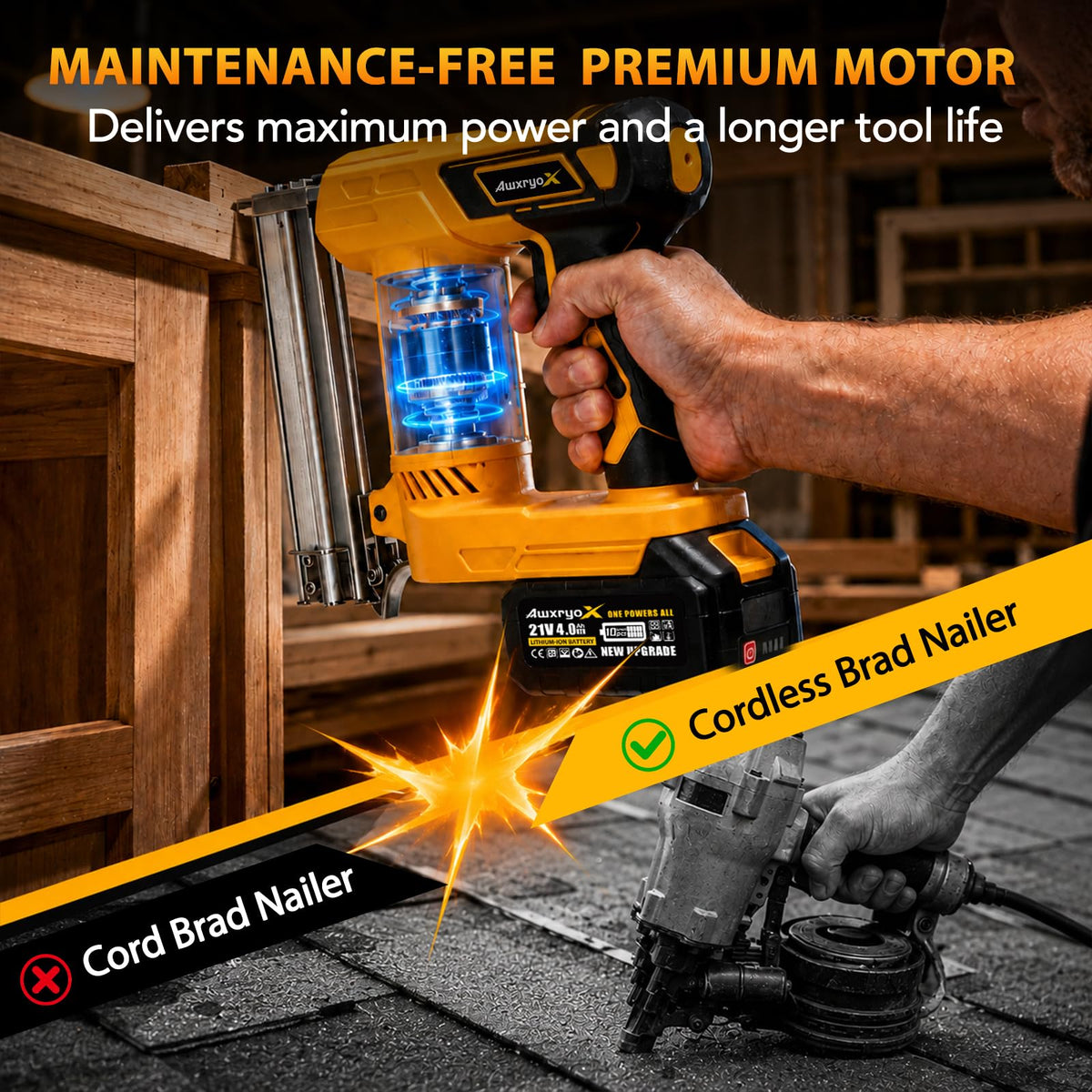 Cordless Brad Nailer 2-in-1 18 Gauge Electric Nail Gun Kit N522109